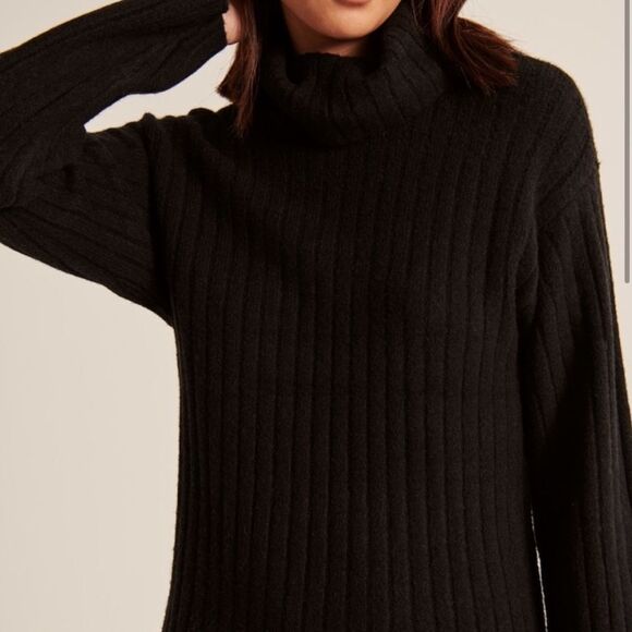 Abercrombie & Fitch Easy Fitting Turtleneck Sweater Dress Black- Size XS - Picture 4 of 10